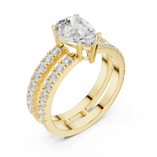 1 ct Pear Diamond & Round Brilliant Lab Grown Diamond Ring