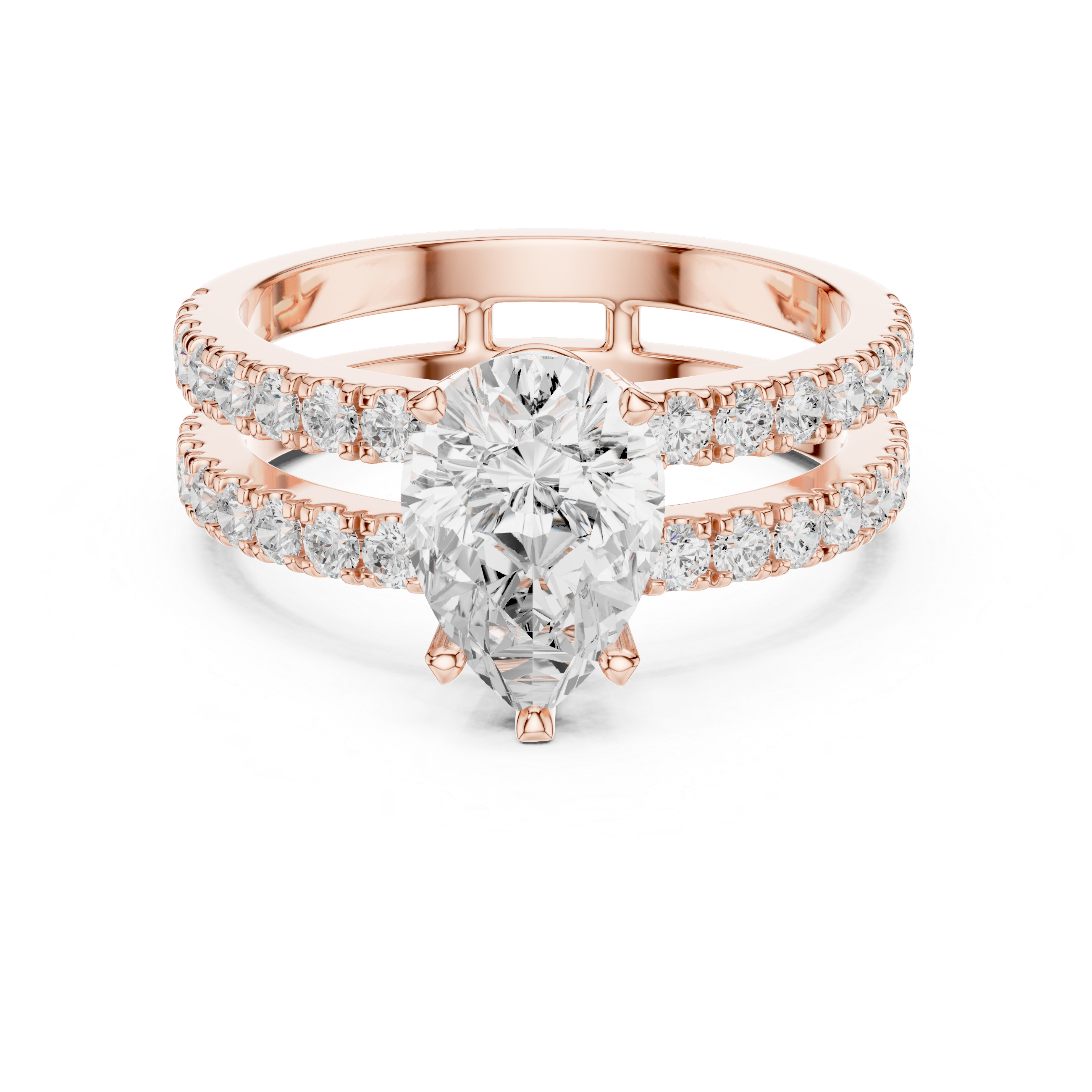 1 ct Pear Diamond & Round Brilliant Lab Grown Diamond Ring