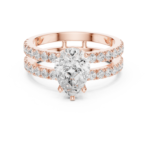 1 ct Pear Diamond & Round Brilliant Lab Grown Diamond Ring