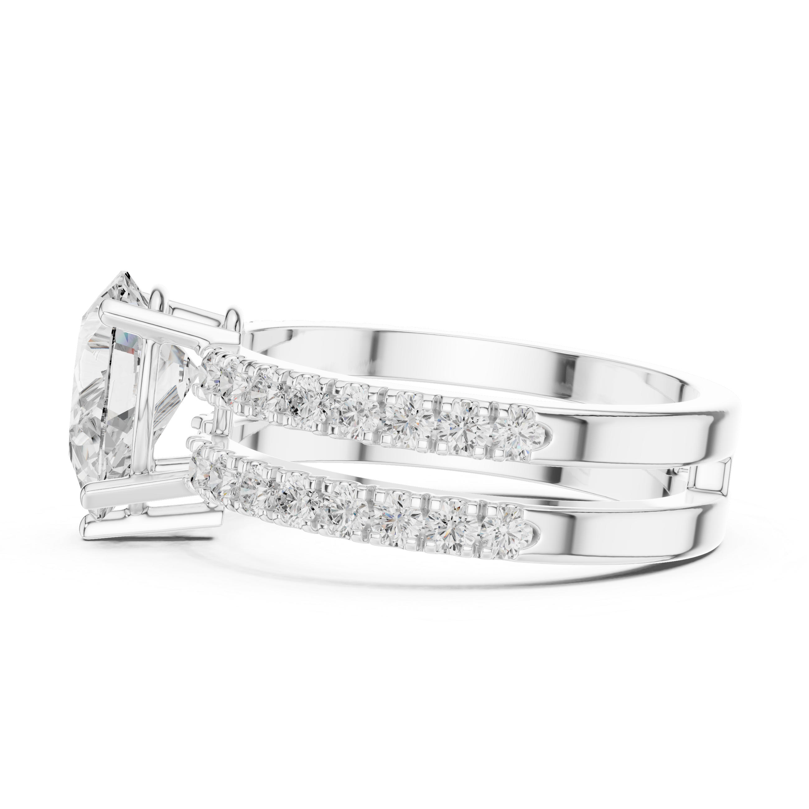 1 ct Pear Diamond & Round Brilliant Lab Grown Diamond Ring