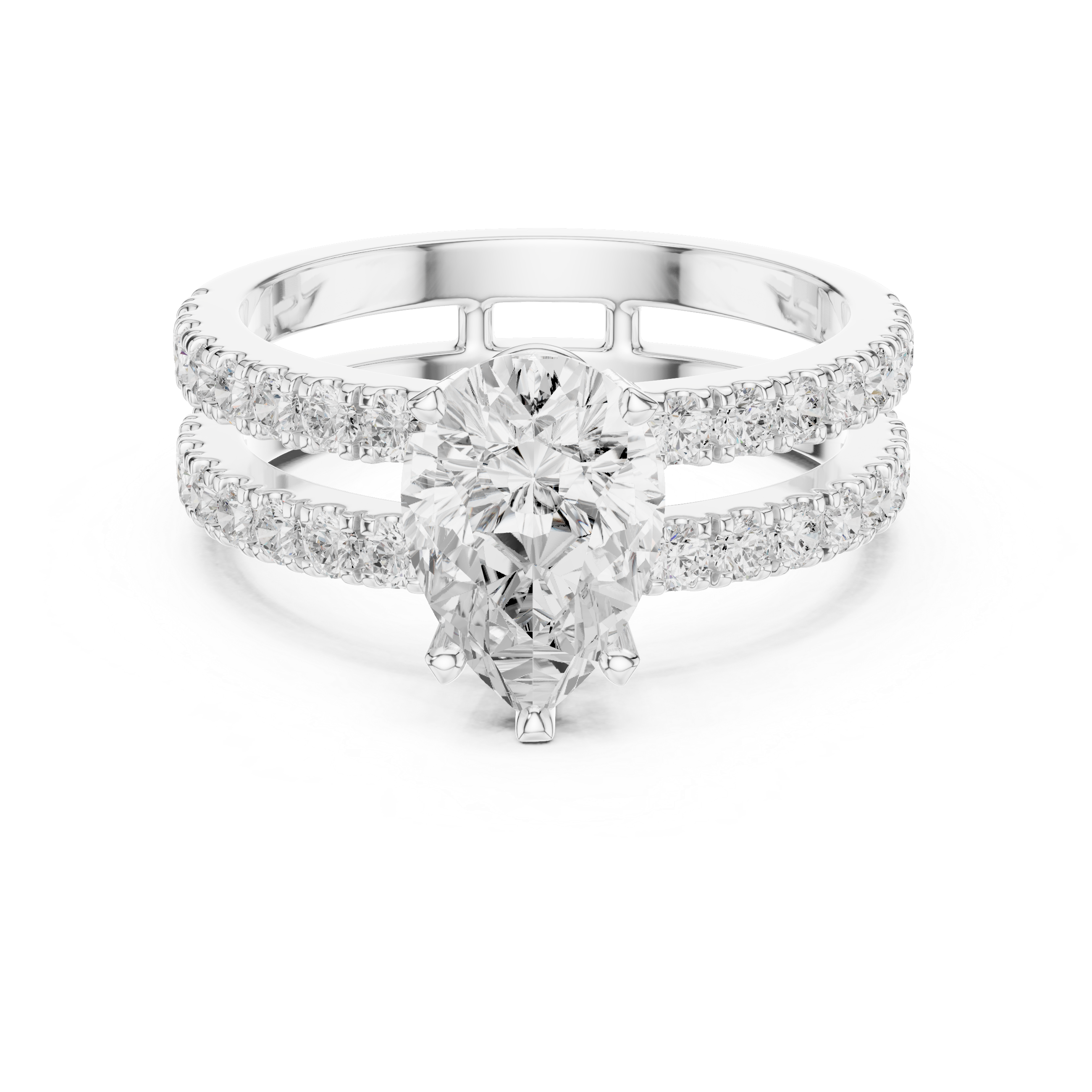 1 ct Pear Diamond & Round Brilliant Lab Grown Diamond Ring