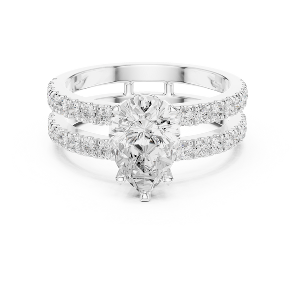 1 ct Pear Diamond & Round Brilliant Lab Grown Diamond Ring