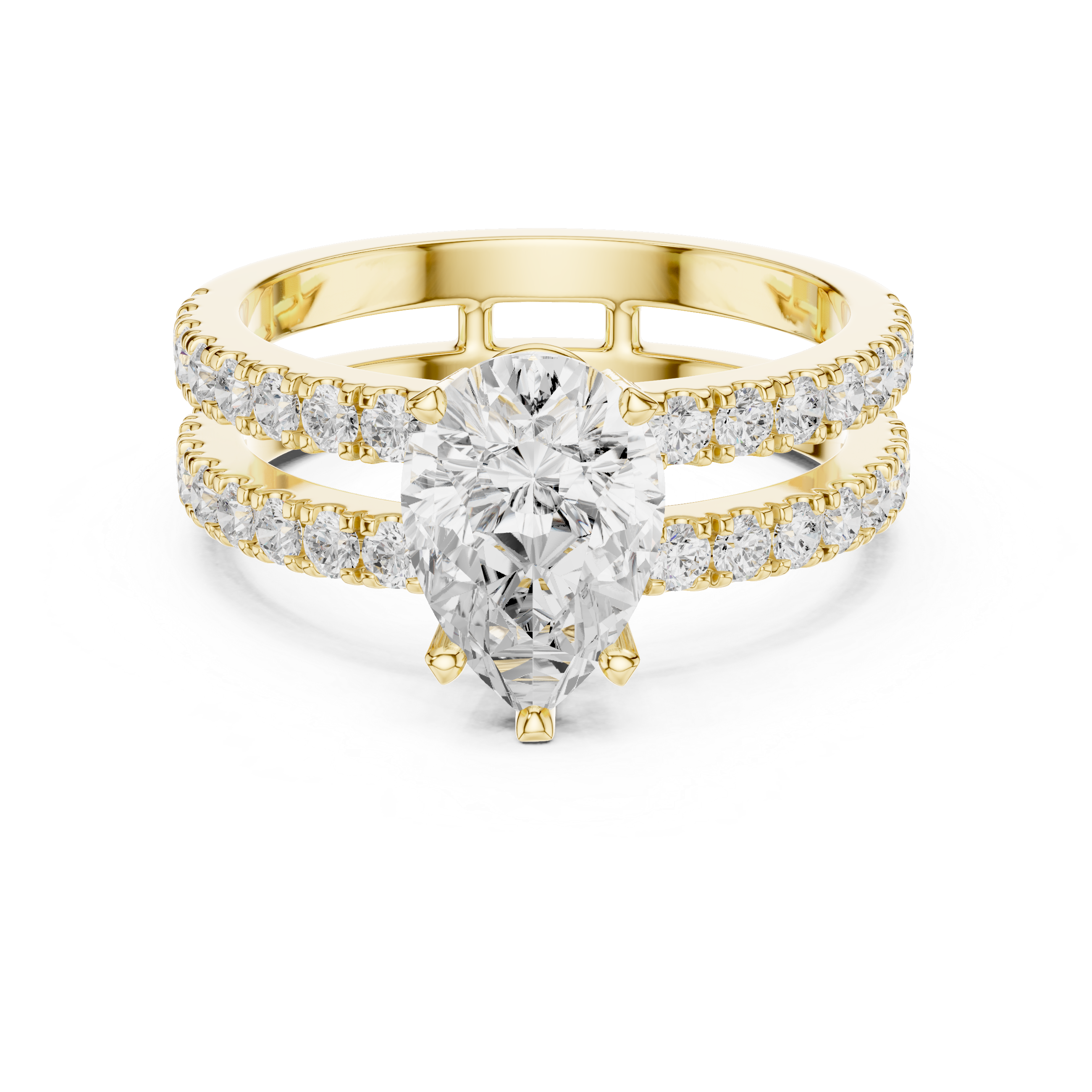 1 ct Pear Diamond & Round Brilliant Lab Grown Diamond Ring