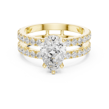 1 ct Pear Diamond & Round Brilliant Lab Grown Diamond Ring