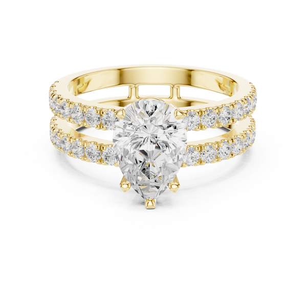 1 ct Pear Diamond & Round Brilliant Lab Grown Diamond Ring