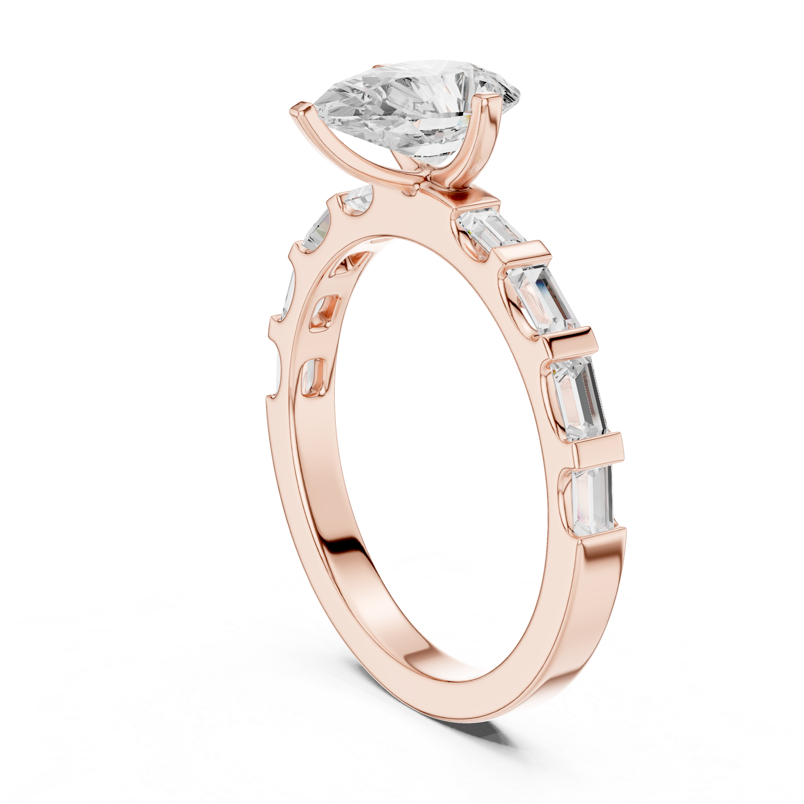 Exquisite Pear & Baguette 1 ct Diamond Lab Grown Diamond Ring