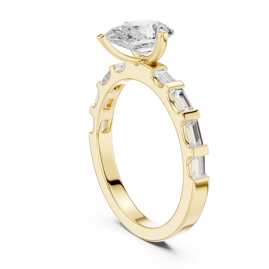 Exquisite Pear & Baguette 1 ct Diamond Lab Grown Diamond Ring