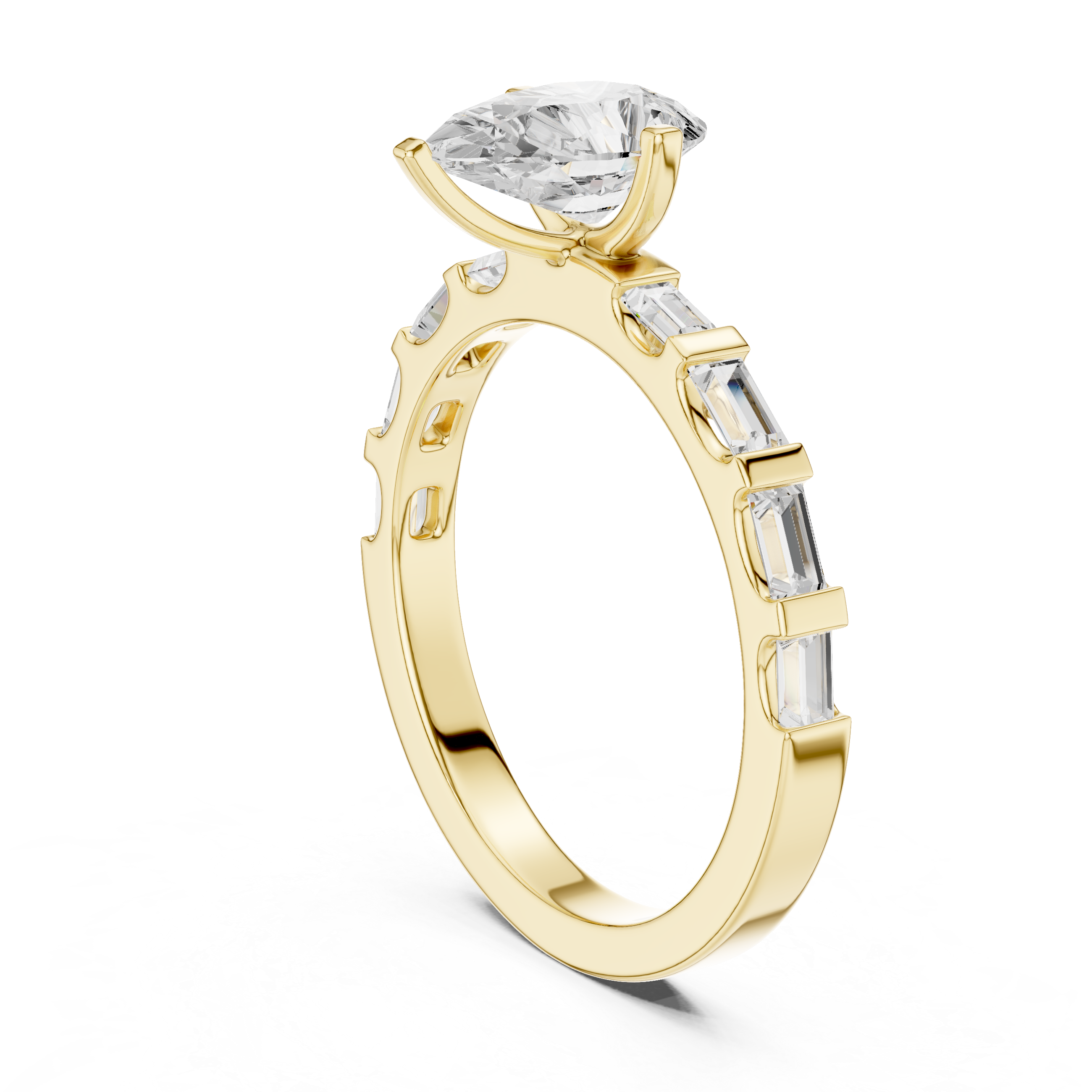 Exquisite Pear & Baguette 1 ct Diamond Lab Grown Diamond Ring