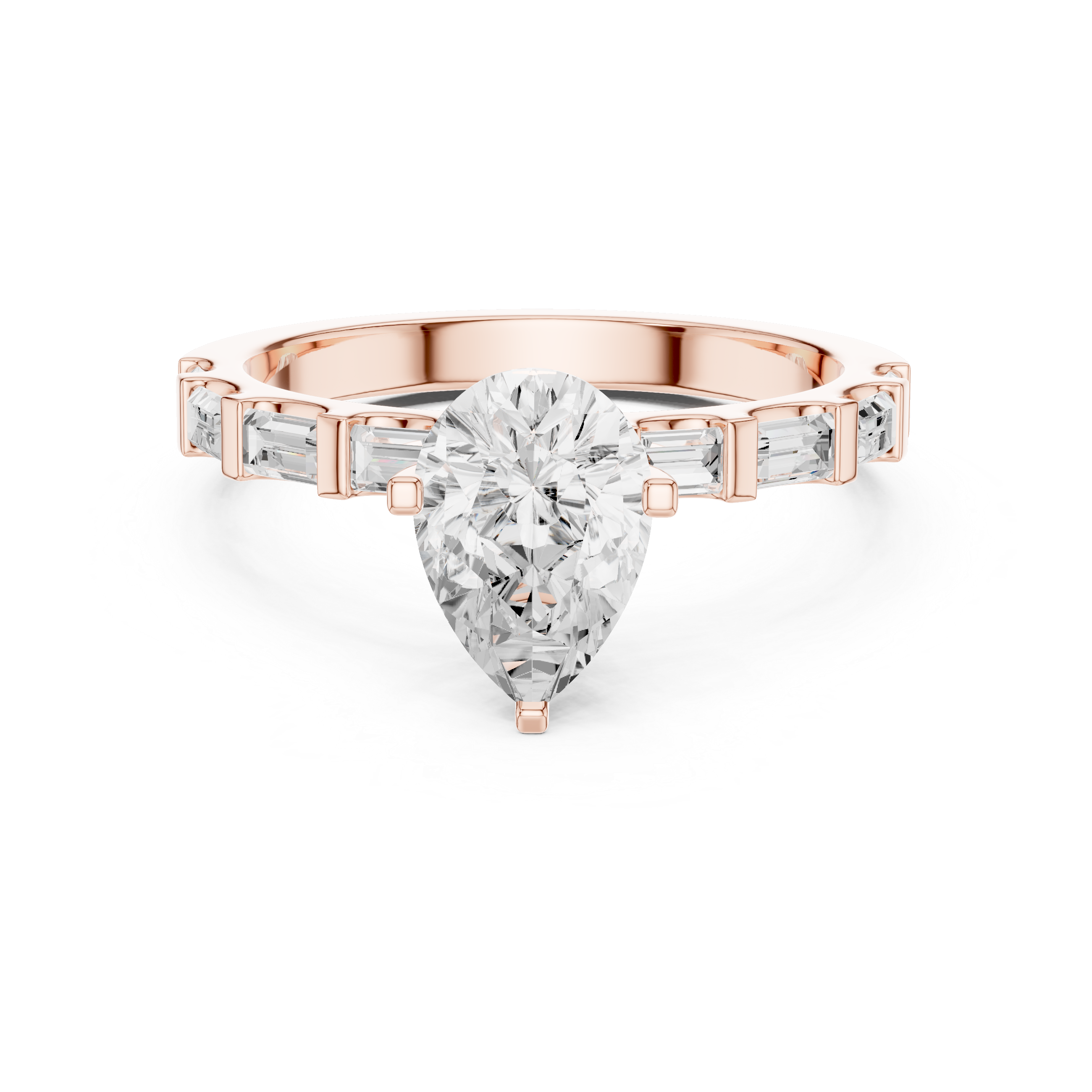 Exquisite Pear & Baguette 1 ct Diamond Lab Grown Diamond Ring