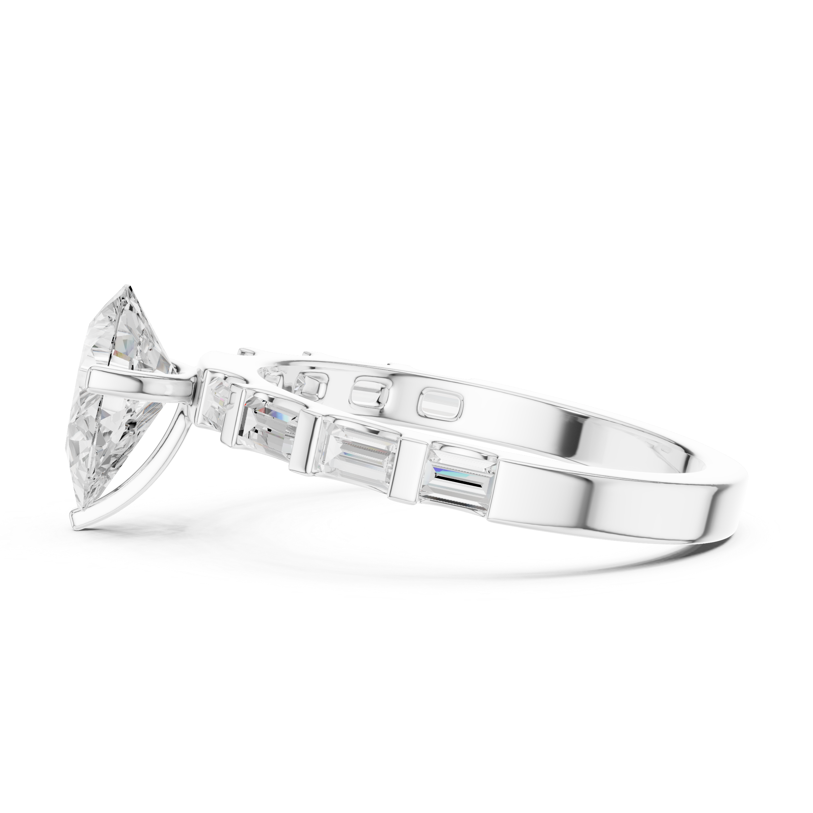 Exquisite Pear & Baguette 1 ct Diamond Lab Grown Diamond Ring