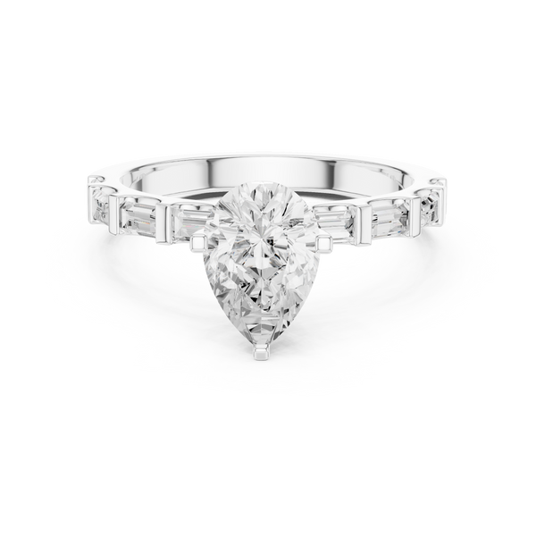 Exquisite Pear & Baguette 1 ct Diamond Lab Grown Diamond Ring