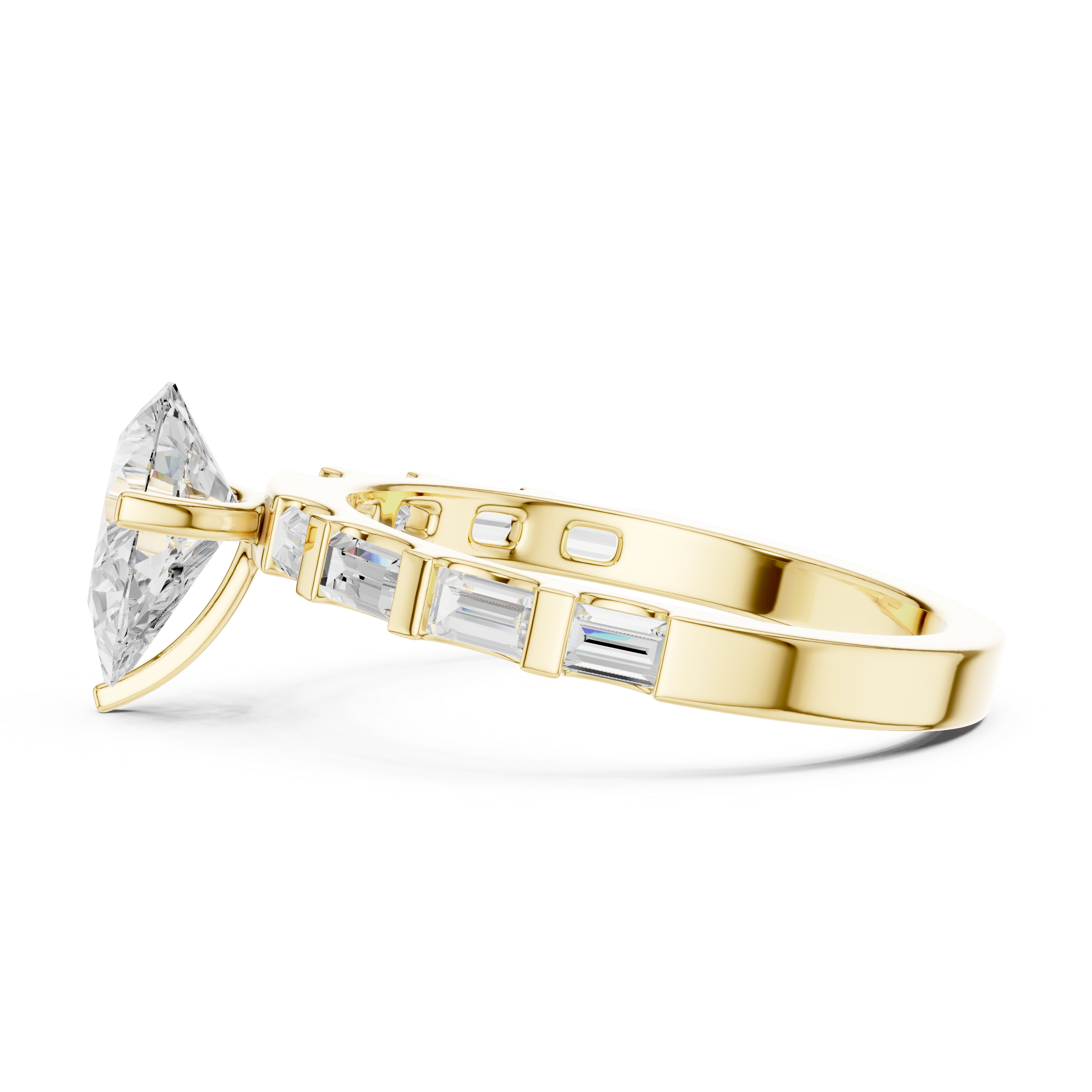 Exquisite Pear & Baguette 1 ct Diamond Lab Grown Diamond Ring