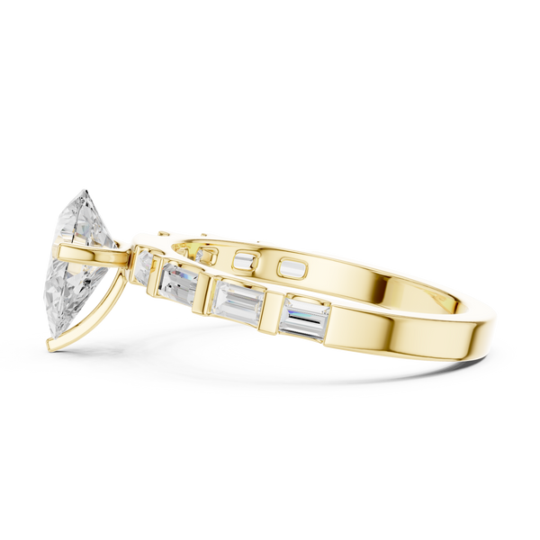 Exquisite Pear & Baguette 1 ct Diamond Lab Grown Diamond Ring