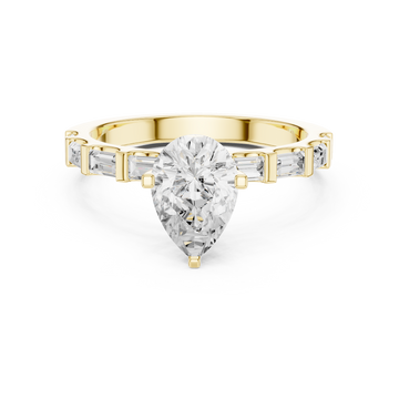 Exquisite Pear & Baguette 1 ct Diamond Lab Grown Diamond Ring