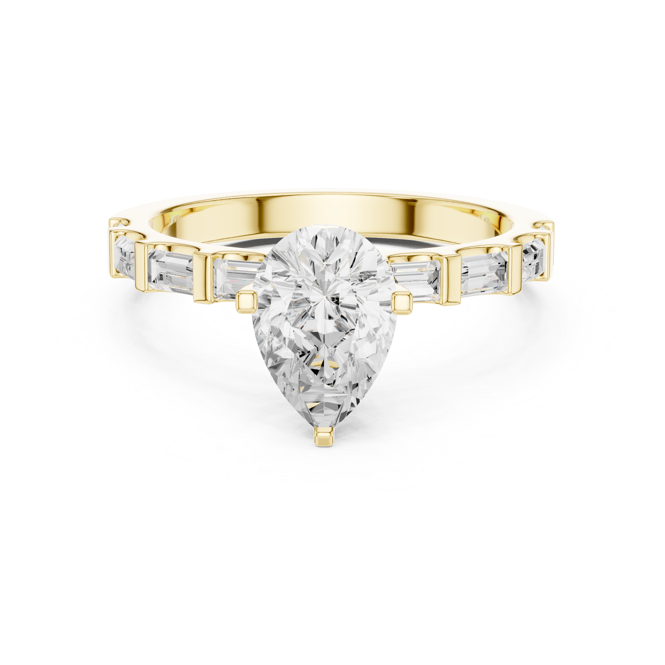 Exquisite Pear & Baguette 1 ct Diamond Lab Grown Diamond Ring