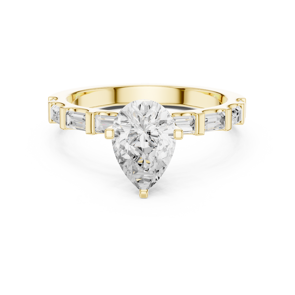 Exquisite Pear & Baguette 1 ct Diamond Lab Grown Diamond Ring