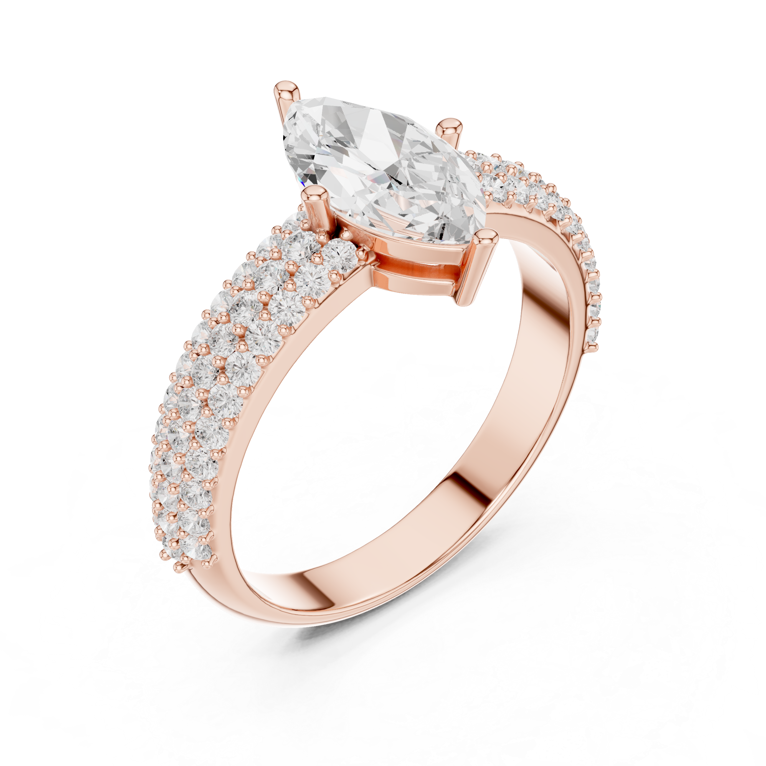 Marquise Round Diamond Lab Grown Diamond Ring