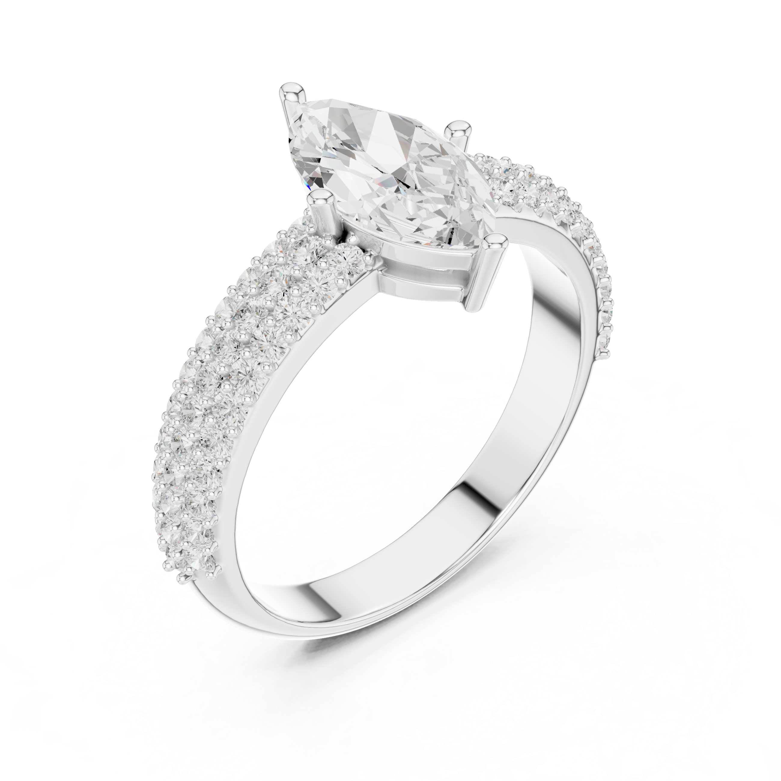Marquise Round Diamond Lab Grown Diamond Ring