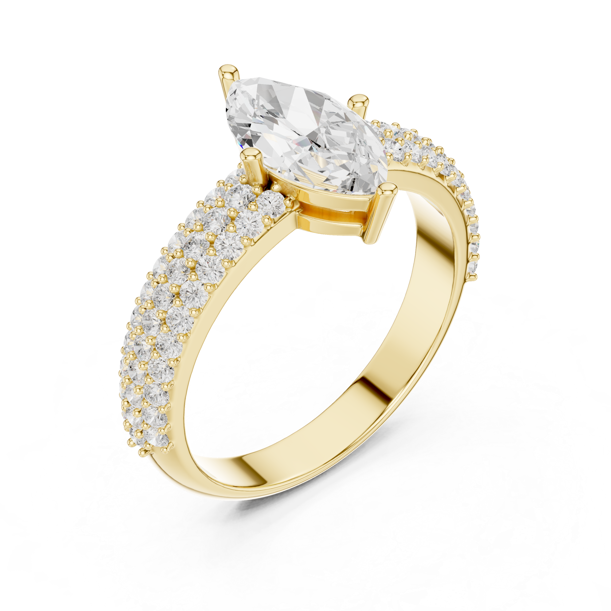 Marquise Round Diamond Lab Grown Diamond Ring