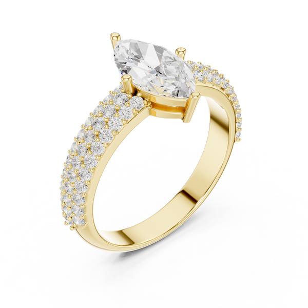 Marquise Round Diamond Lab Grown Diamond Ring