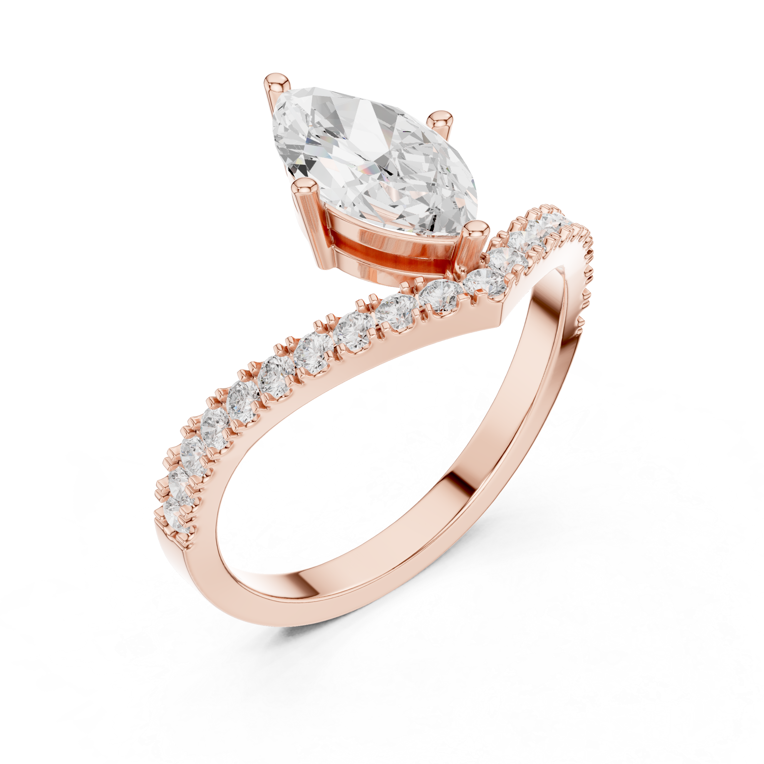 Brilliant Marquise & Round Diamond Lab Grown Diamond Ring