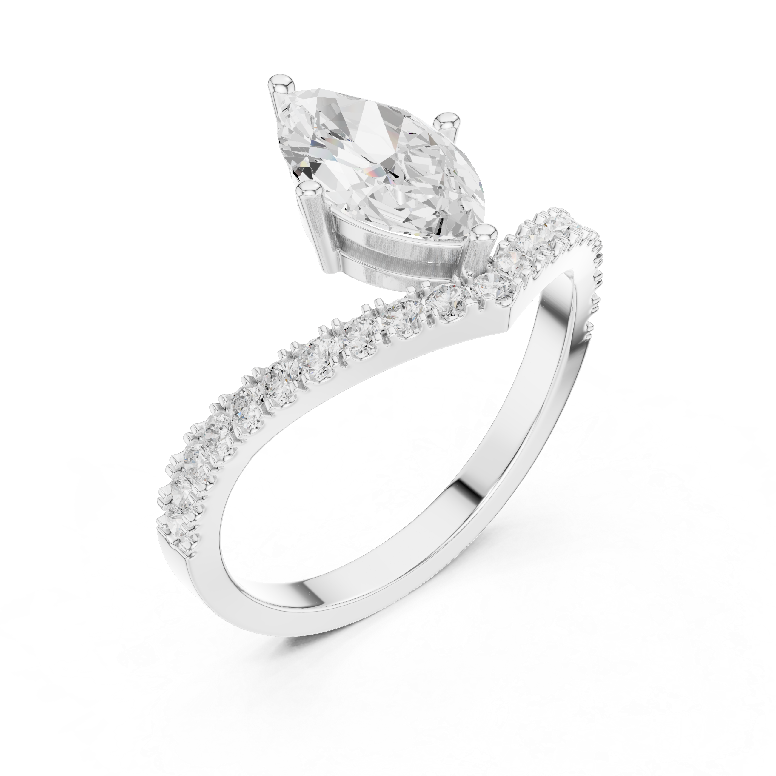 Brilliant Marquise & Round Diamond Lab Grown Diamond Ring