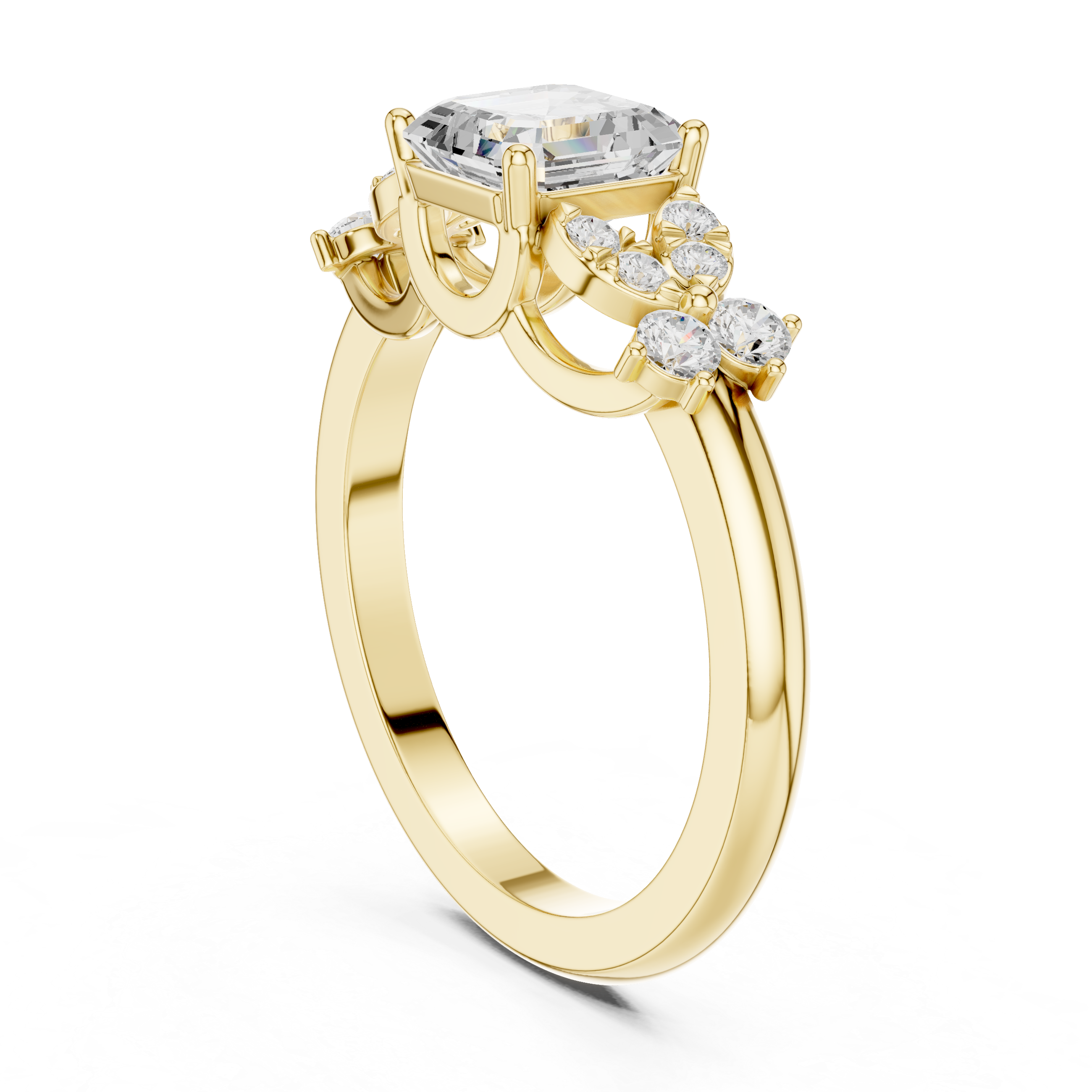 Modern Emerald & Round Diamond Lab Grown Diamond Ring