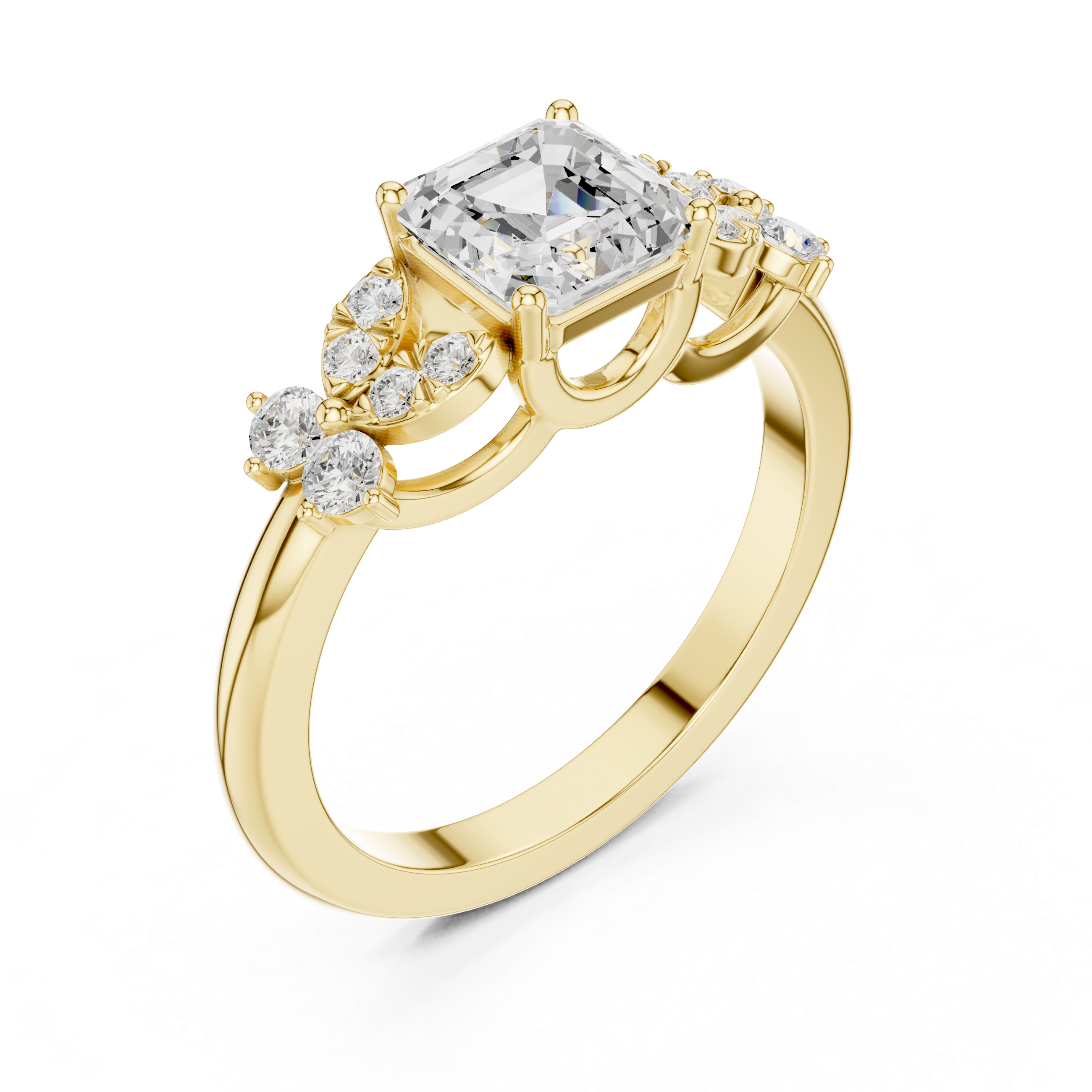 Modern Emerald & Round Diamond Lab Grown Diamond Ring