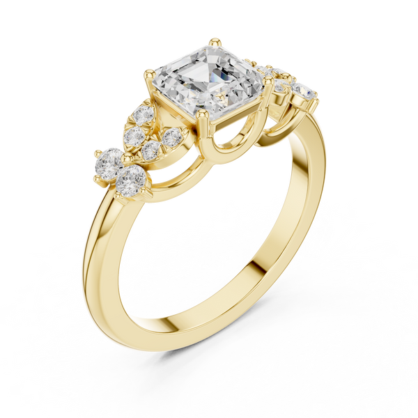 Modern Emerald & Round Diamond Lab Grown Diamond Ring