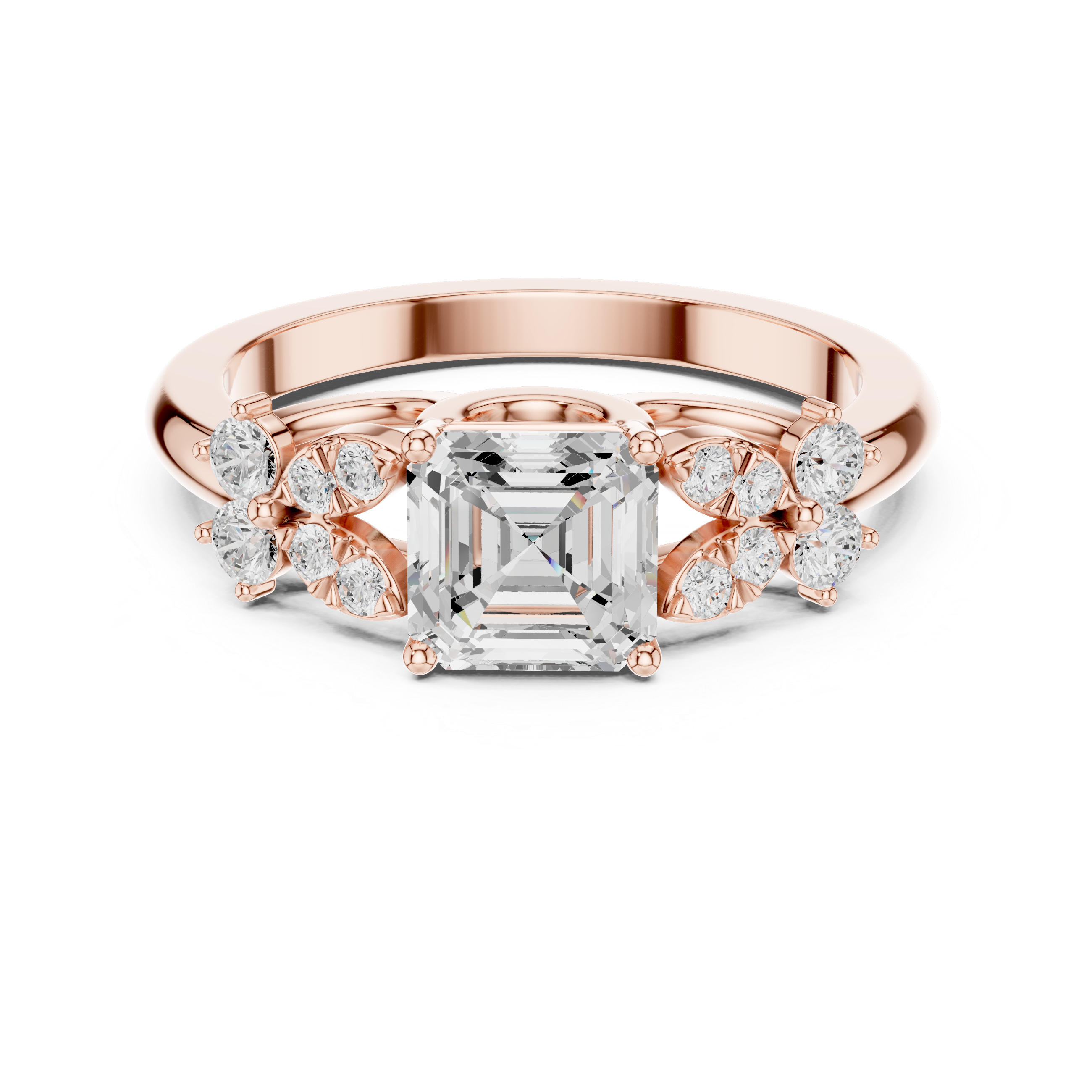 Modern Emerald & Round Diamond Lab Grown Diamond Ring