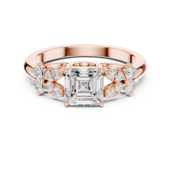Modern Emerald & Round Diamond Lab Grown Diamond Ring