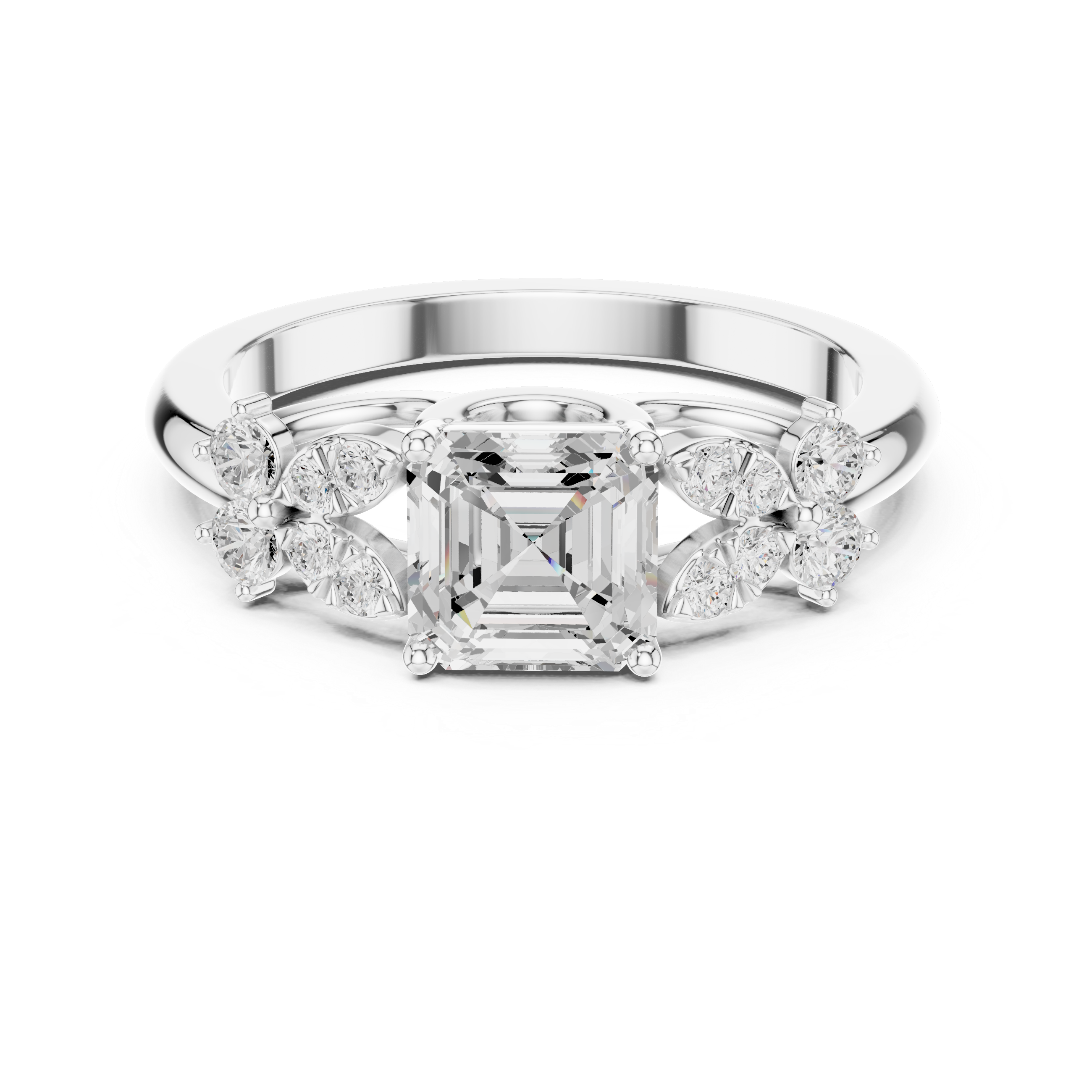 Modern Emerald & Round Diamond Lab Grown Diamond Ring