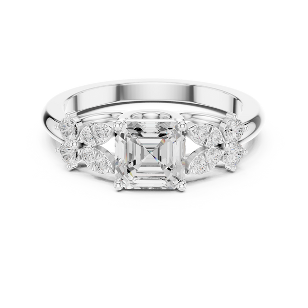 Modern Emerald & Round Diamond Lab Grown Diamond Ring