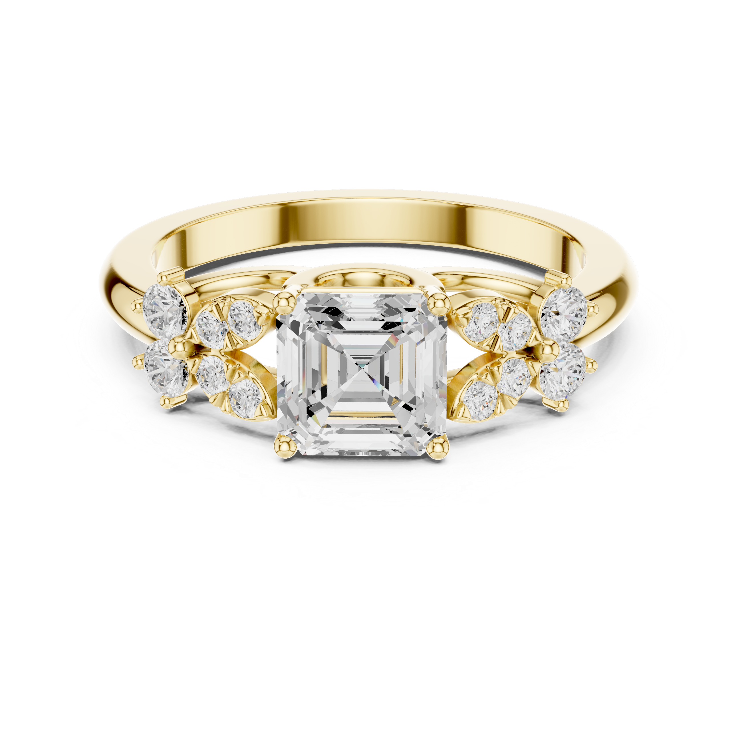 Modern Emerald & Round Diamond Lab Grown Diamond Ring