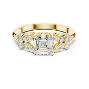 Modern Emerald & Round Diamond Lab Grown Diamond Ring