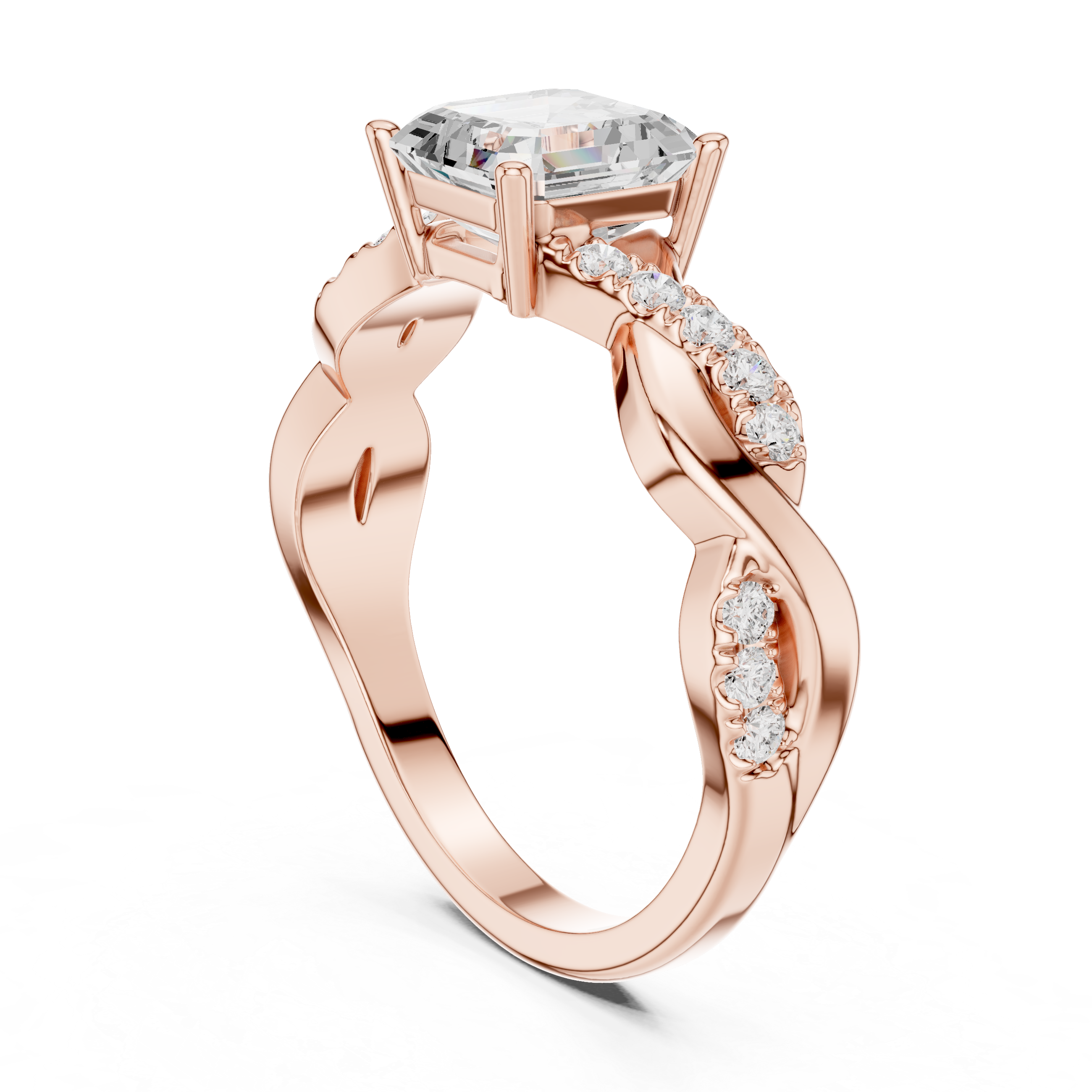 Captivating Emerald & Round Diamond Lab Grown Diamond Ring