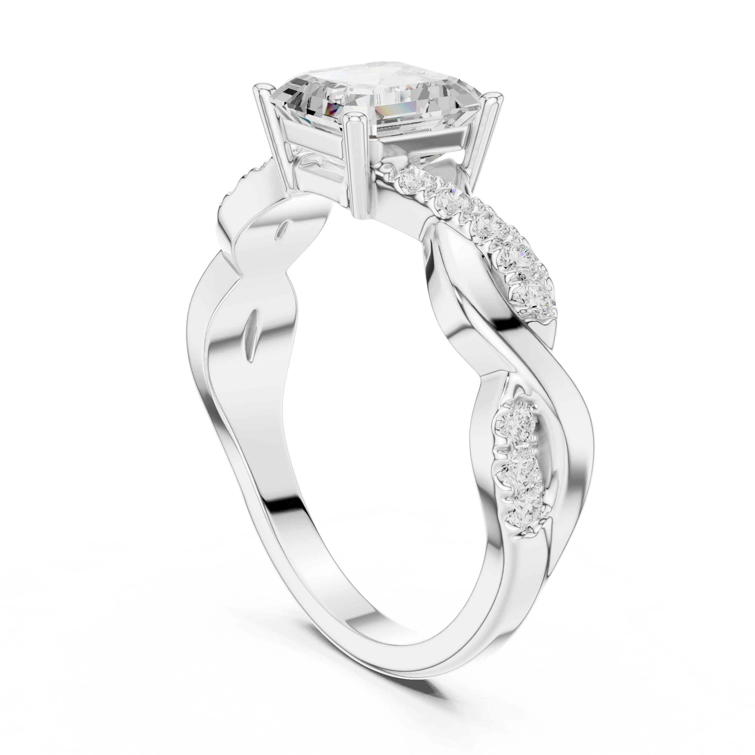 Captivating Emerald & Round Diamond Lab Grown Diamond Ring