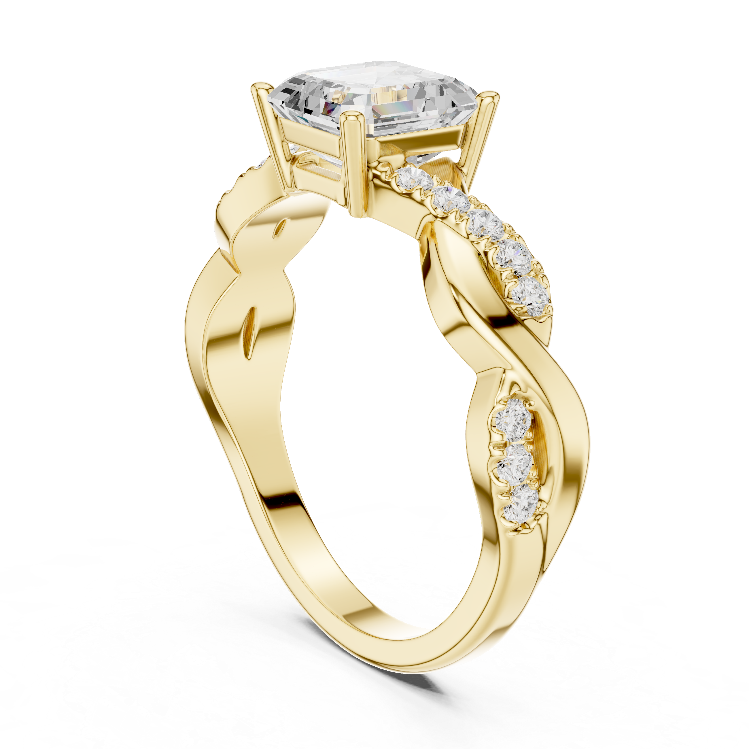 Captivating Emerald & Round Diamond Lab Grown Diamond Ring