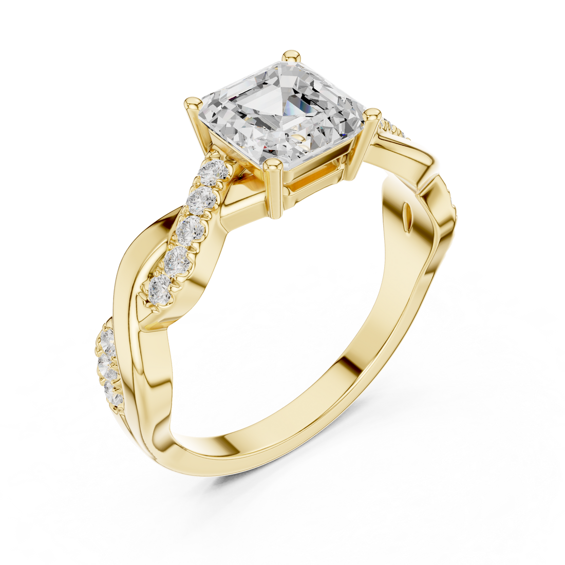 Captivating Emerald & Round Diamond Lab Grown Diamond Ring