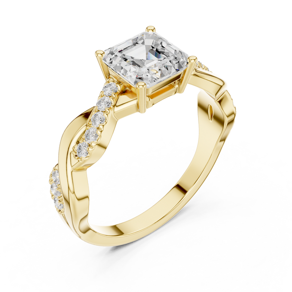 Captivating Emerald & Round Diamond Lab Grown Diamond Ring