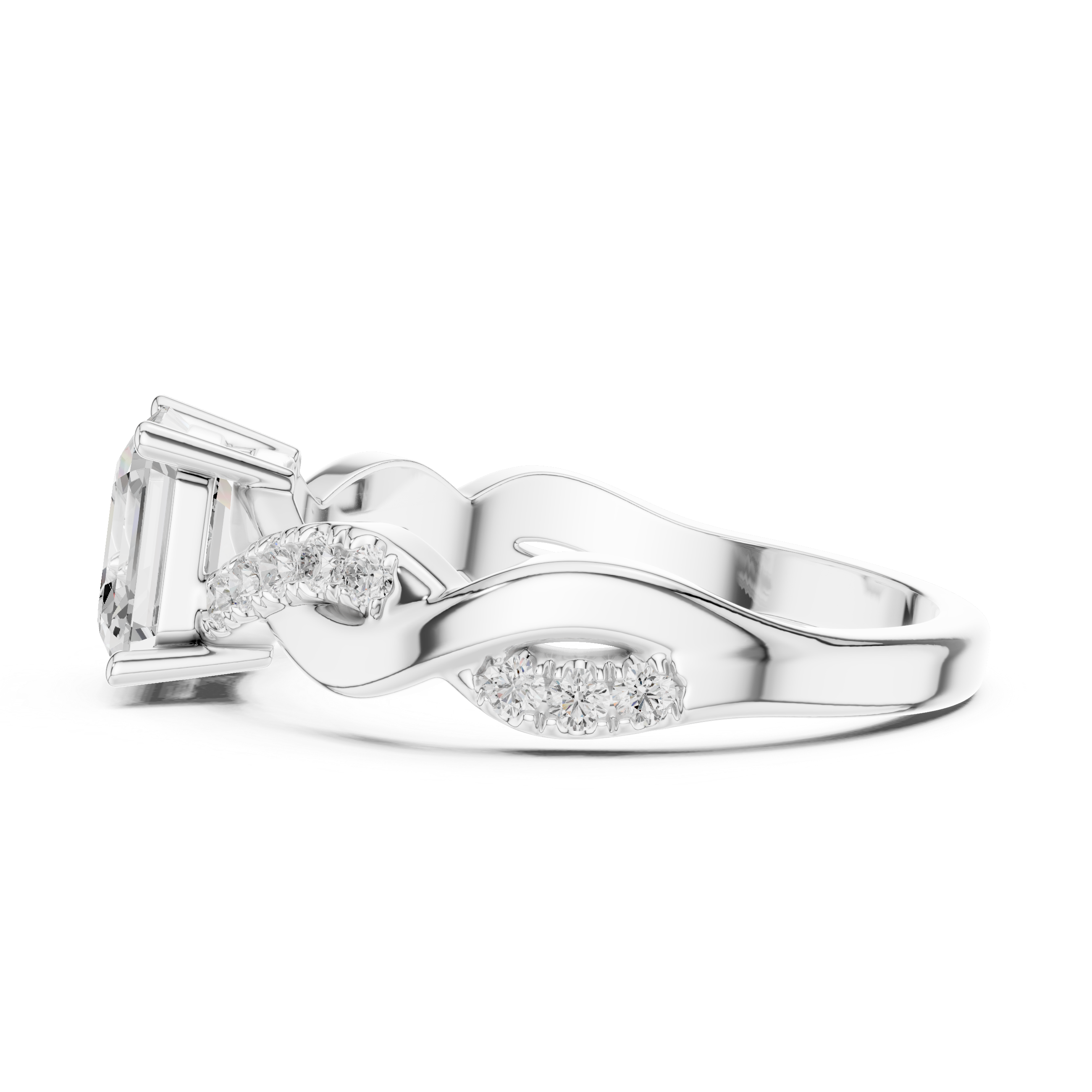 Captivating Emerald & Round Diamond Lab Grown Diamond Ring