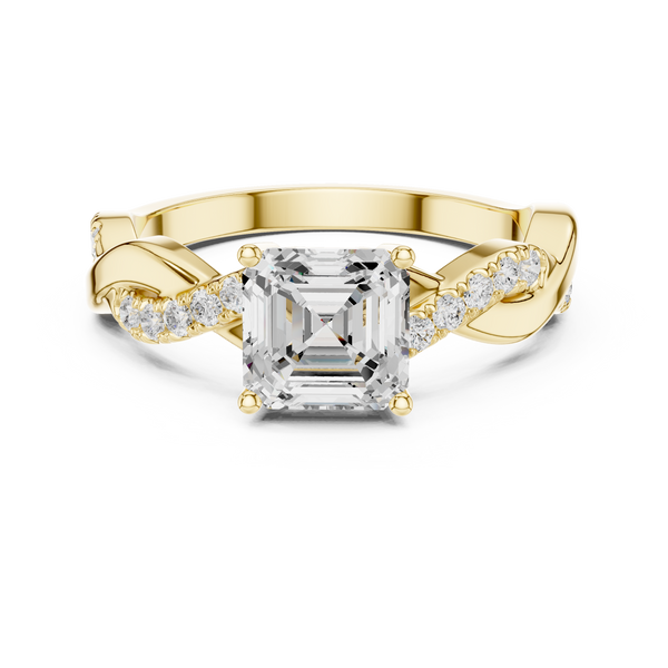 Captivating Emerald & Round Diamond Lab Grown Diamond Ring