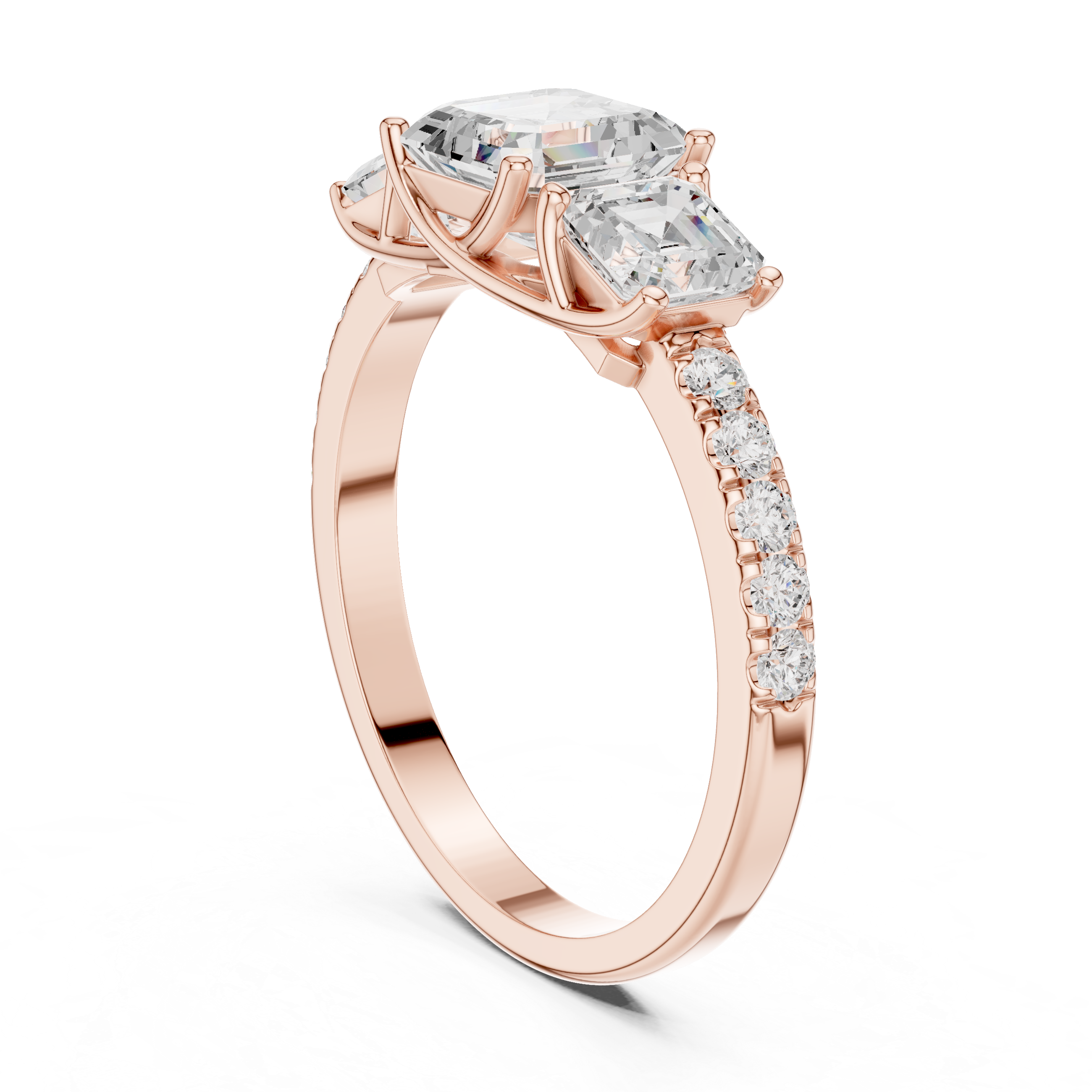 Emerald & Round Diamond Radiance Lab Grown Diamond Ring