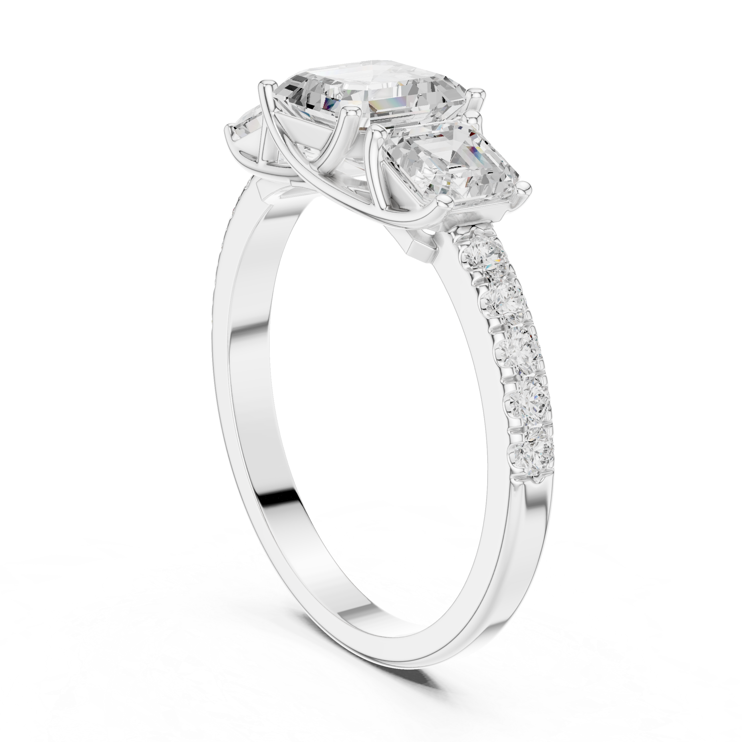 Emerald & Round Diamond Radiance Lab Grown Diamond Ring
