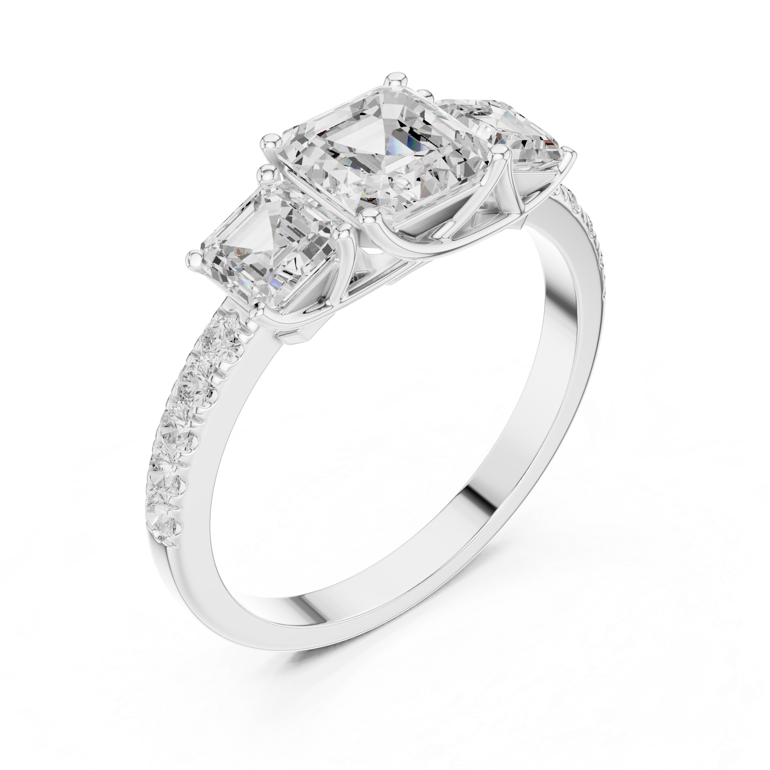 Emerald & Round Diamond Radiance Lab Grown Diamond Ring
