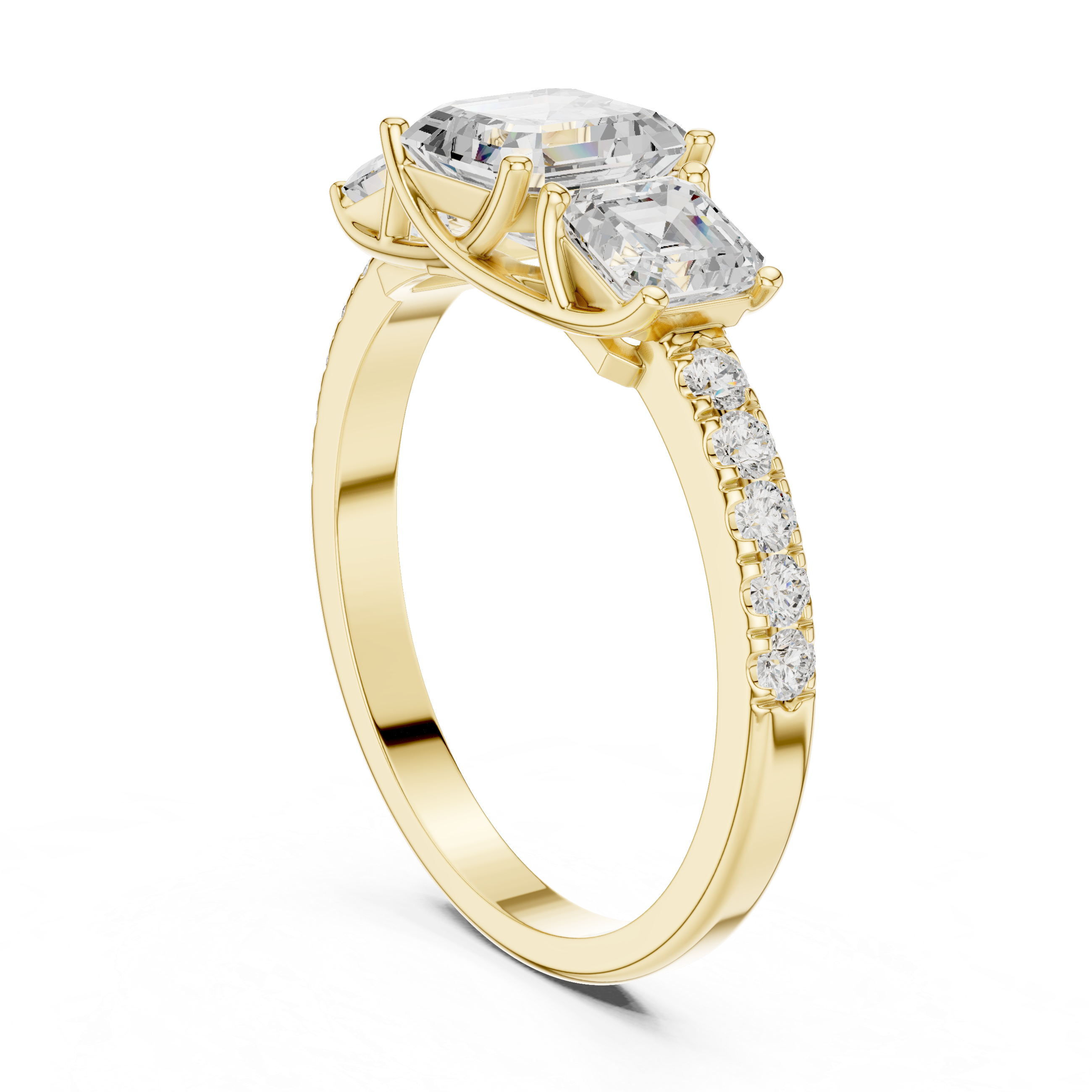 Emerald & Round Diamond Radiance Lab Grown Diamond Ring