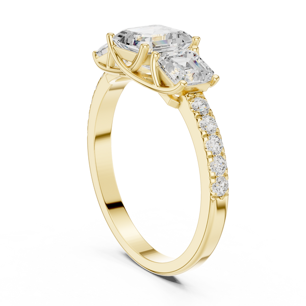 Emerald & Round Diamond Radiance Lab Grown Diamond Ring