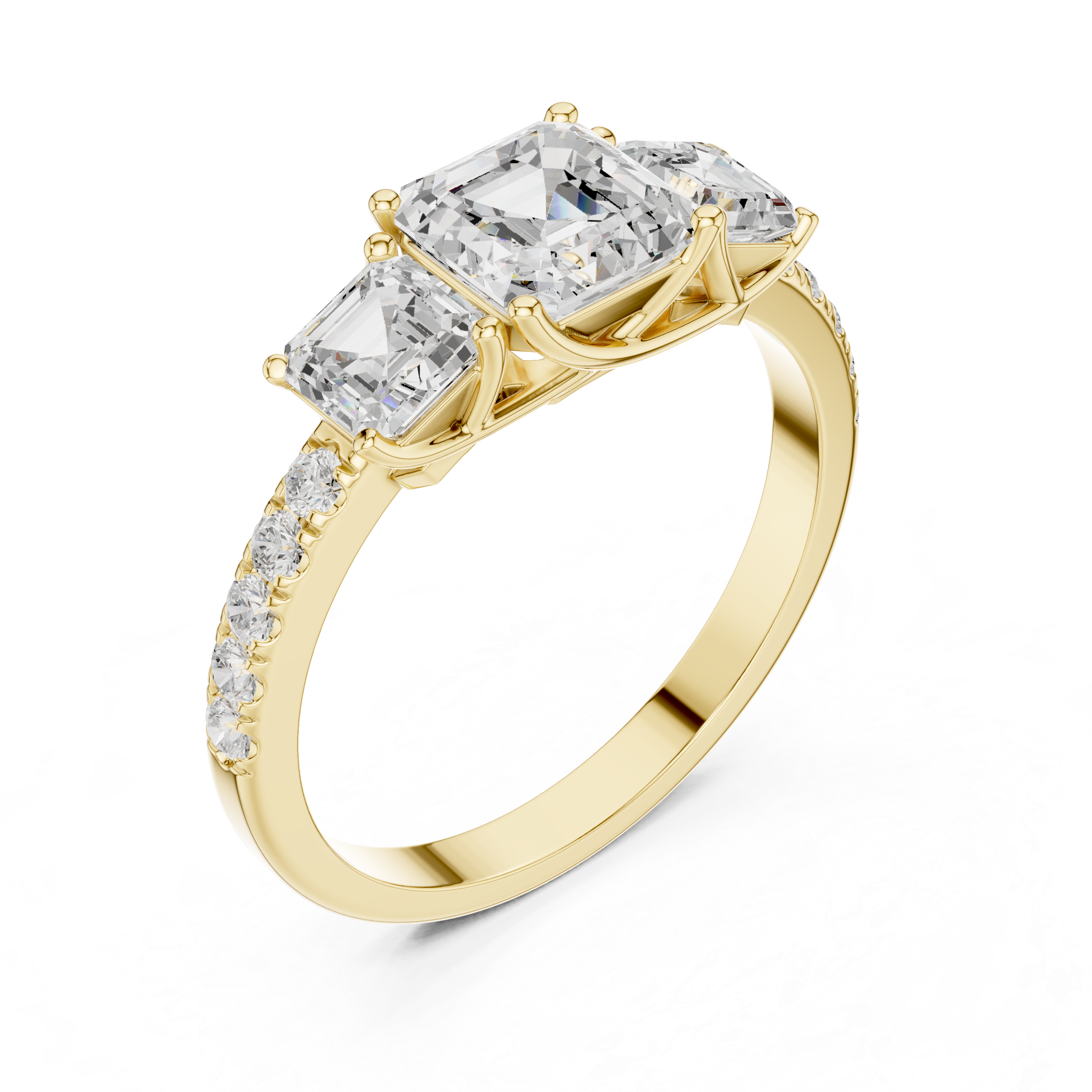 Emerald & Round Diamond Radiance Lab Grown Diamond Ring