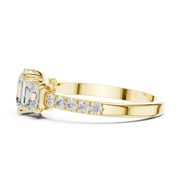Emerald & Round Diamond Radiance Lab Grown Diamond Ring