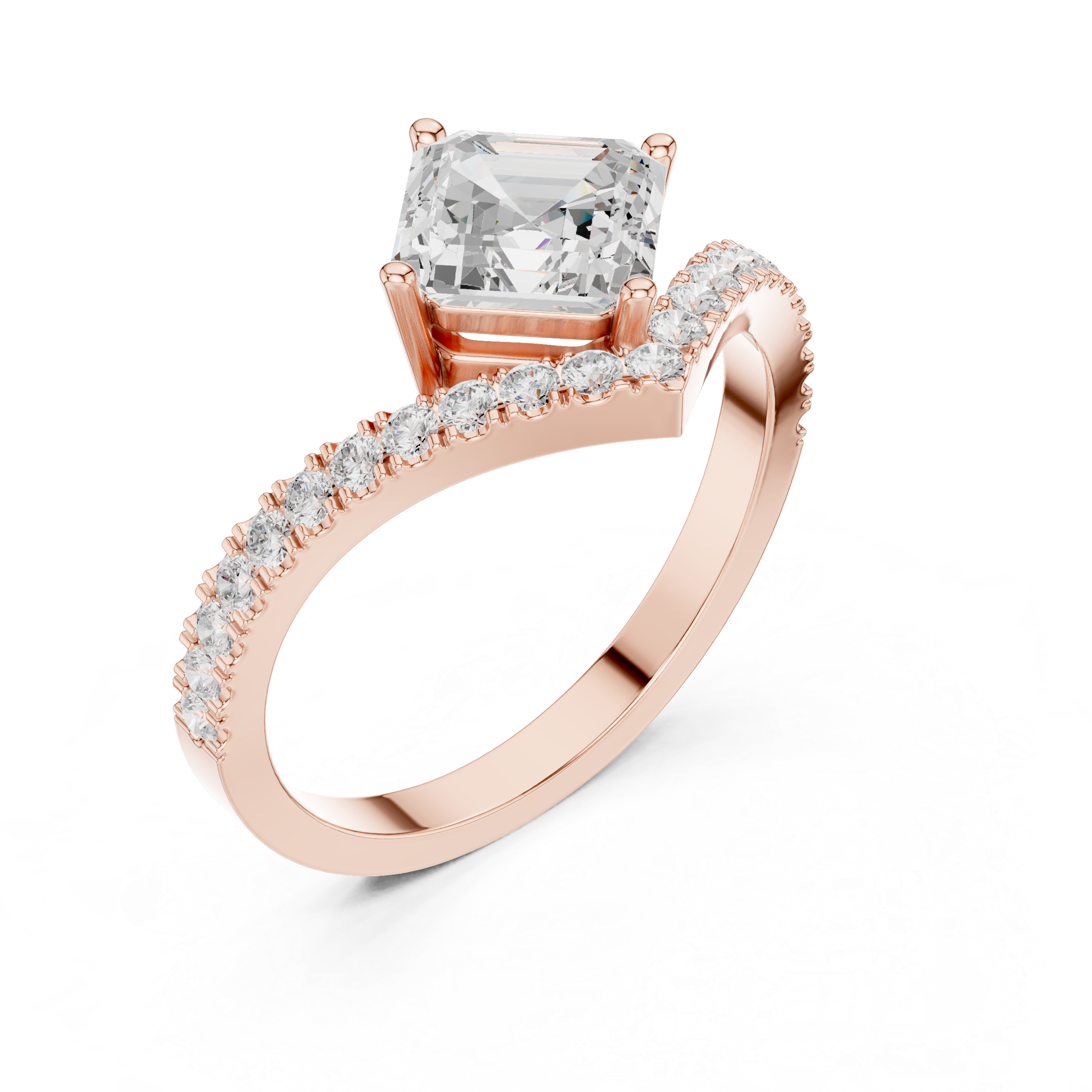 Emerald And Round Diamond Lab Grown Diamond Ring